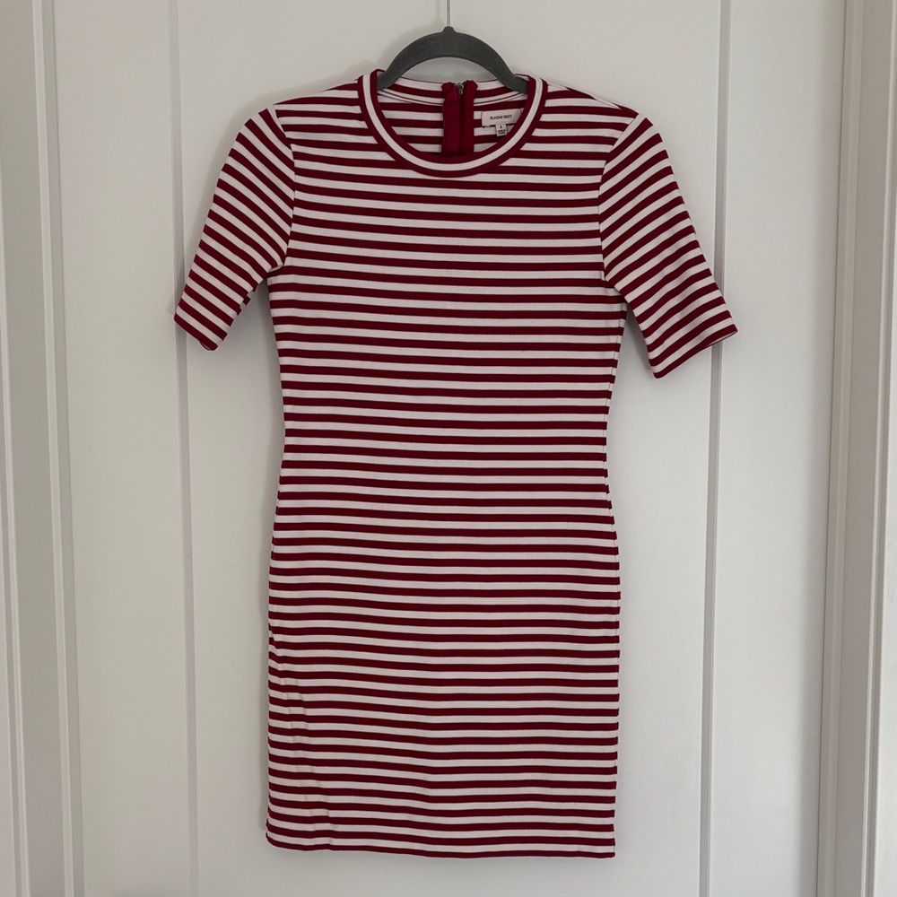 Sunday Best Red and White Striped Mini Dress